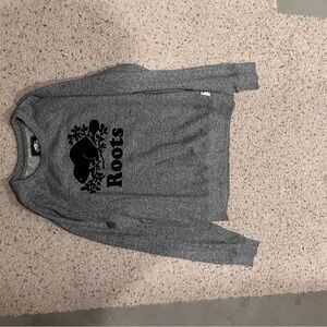 Roots crewneck hoodie womens M heather grey
